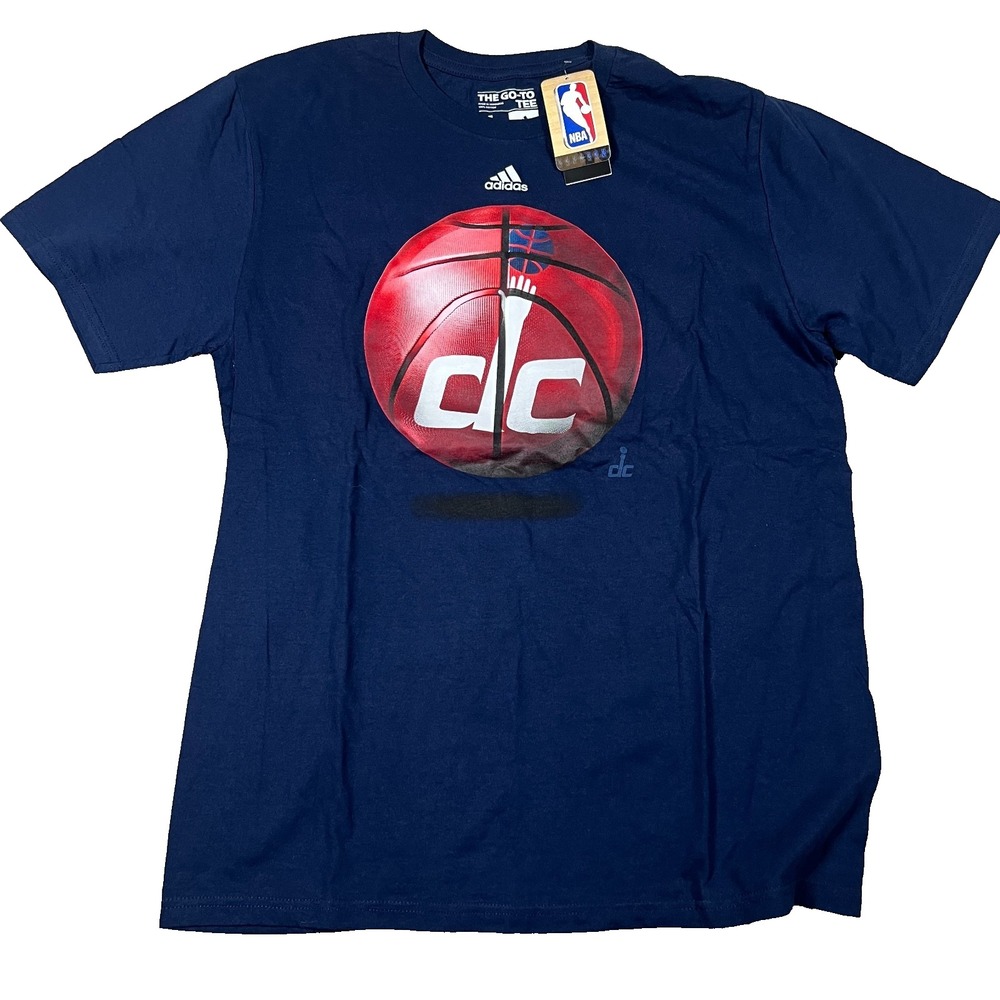 Adidas Mens Large Blue Short‎ Sleeve Washington Wizards The Go To NBA Tee NWT